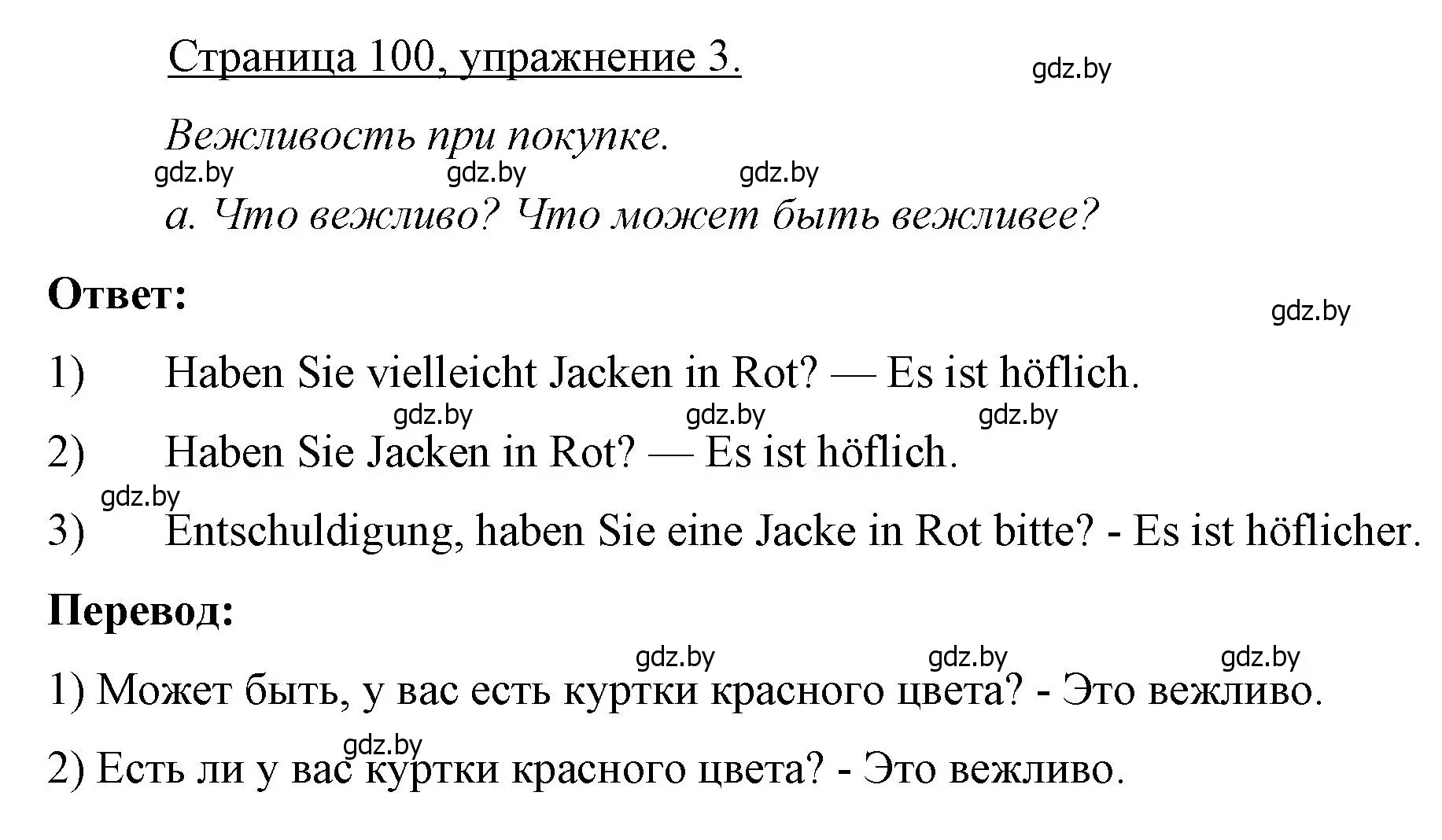 Решение номер 3 (страница 100) гдз по немецкому языку 7 класс Будько, Урбанович, рабочая тетрадь