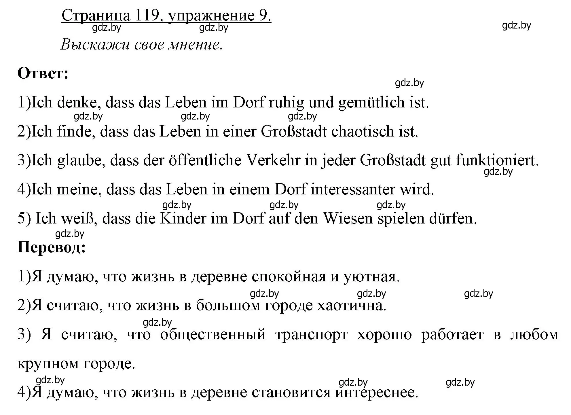 Решение номер 9 (страница 119) гдз по немецкому языку 7 класс Будько, Урбанович, рабочая тетрадь