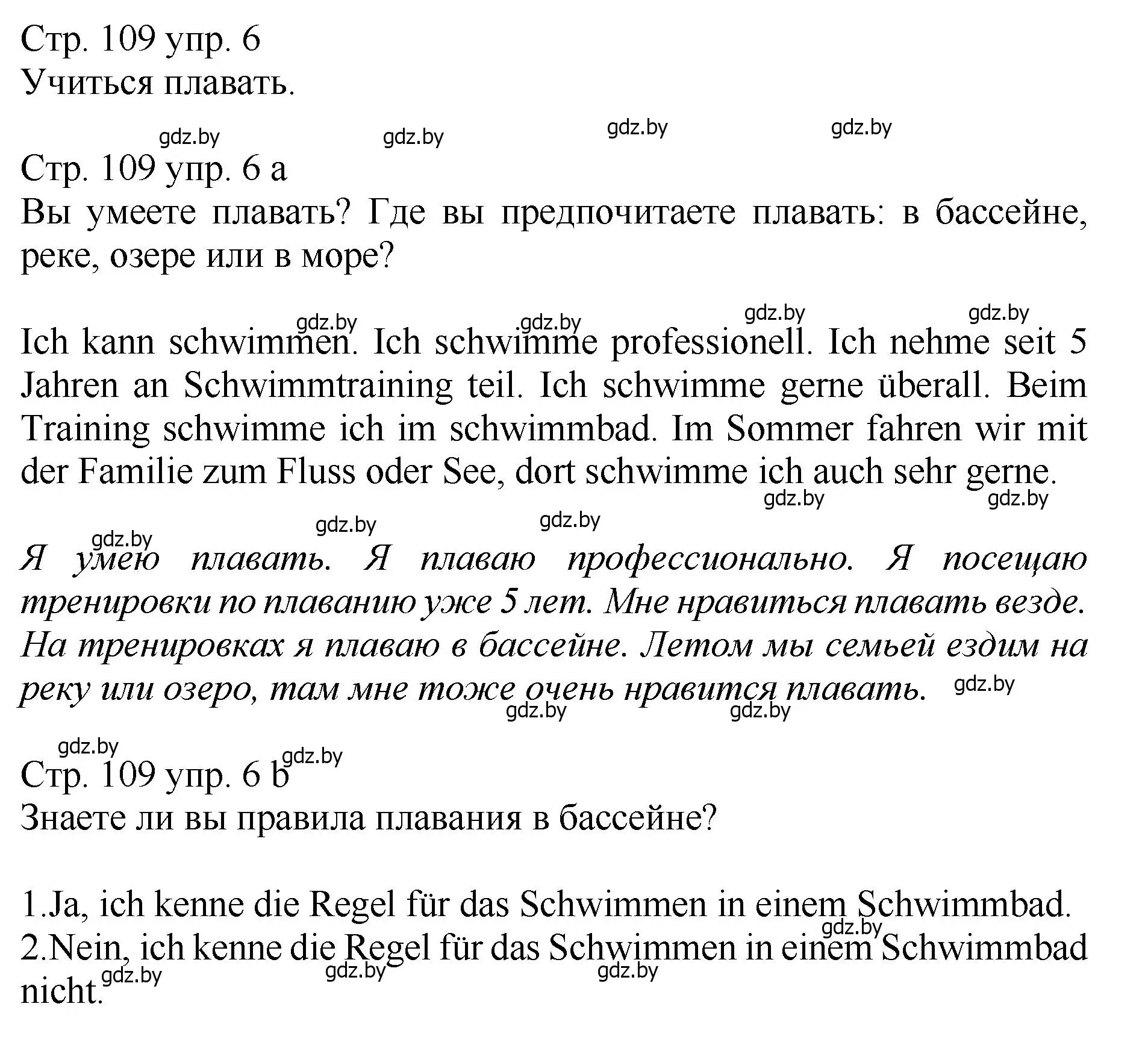 Решение номер 6 (страница 109) гдз по немецкому языку 7 класс Будько, Урбанович, учебник