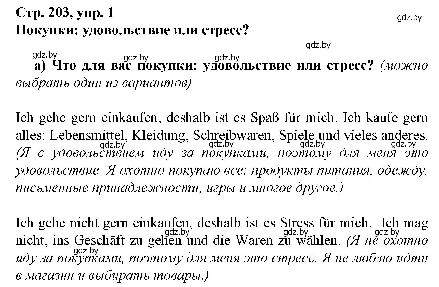 Решение номер 1 (страница 203) гдз по немецкому языку 7 класс Будько, Урбанович, учебник