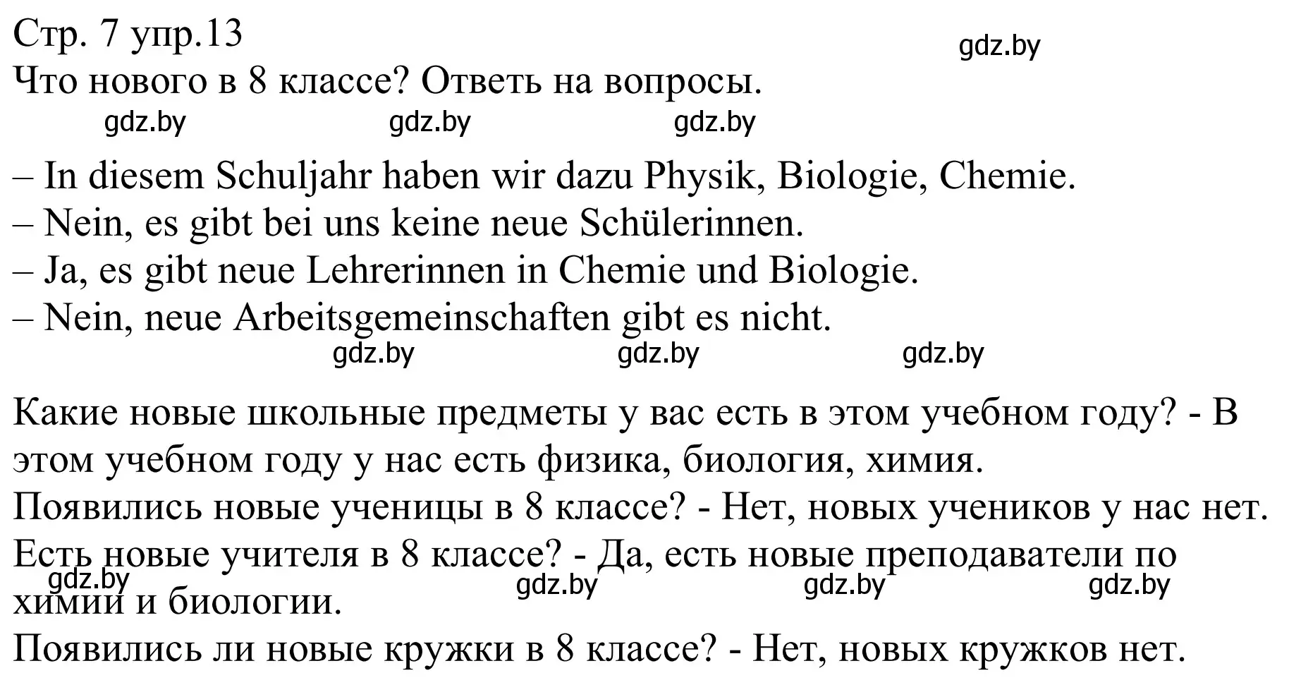 Решение номер 13 (страница 7) гдз по немецкому языку 8 класс Будько, Урбанович, рабочая тетрадь