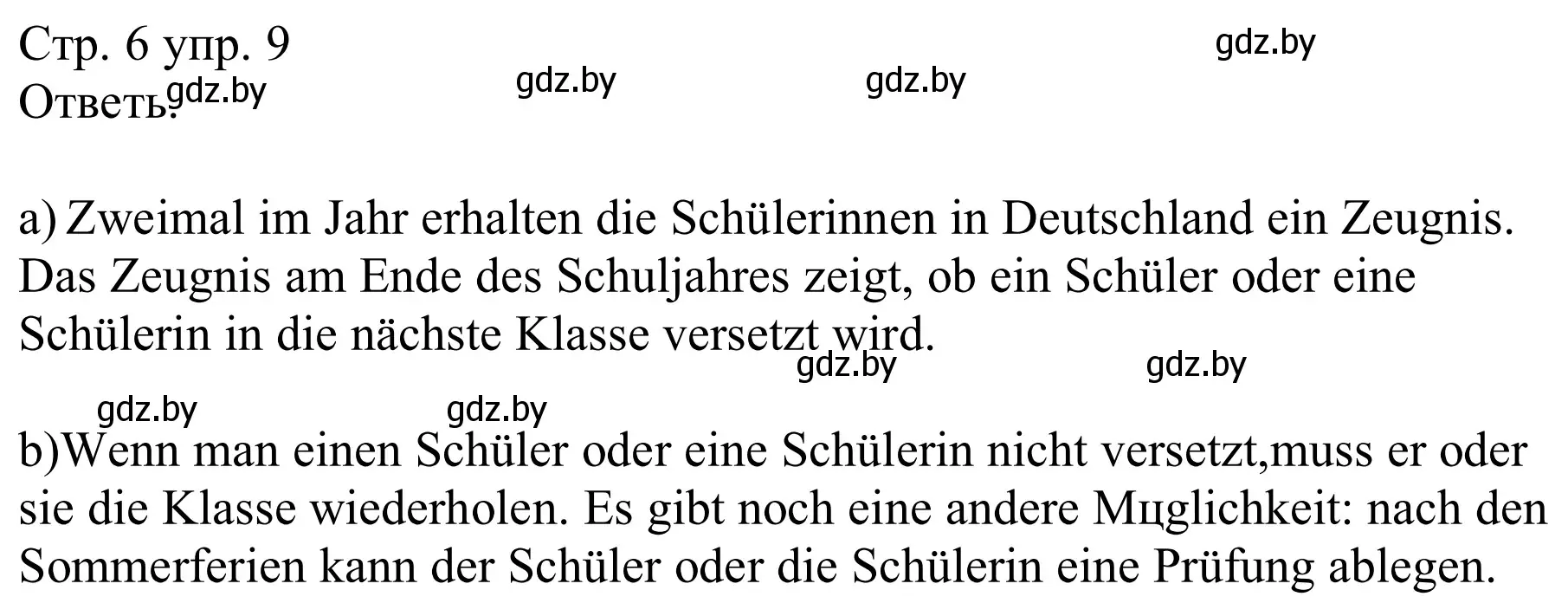 Решение номер 9 (страница 6) гдз по немецкому языку 8 класс Будько, Урбанович, рабочая тетрадь