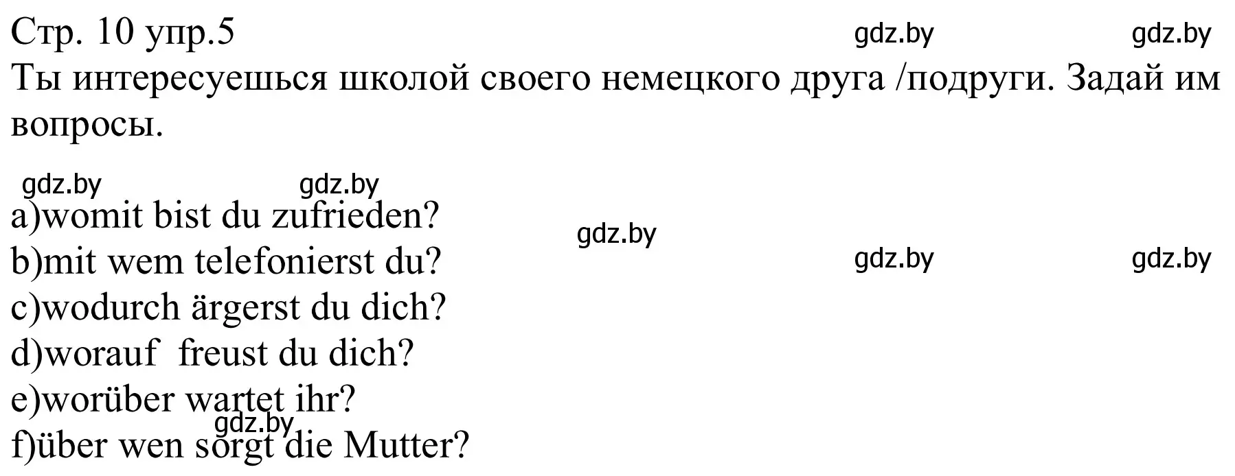 Решение номер 5 (страница 10) гдз по немецкому языку 8 класс Будько, Урбанович, рабочая тетрадь