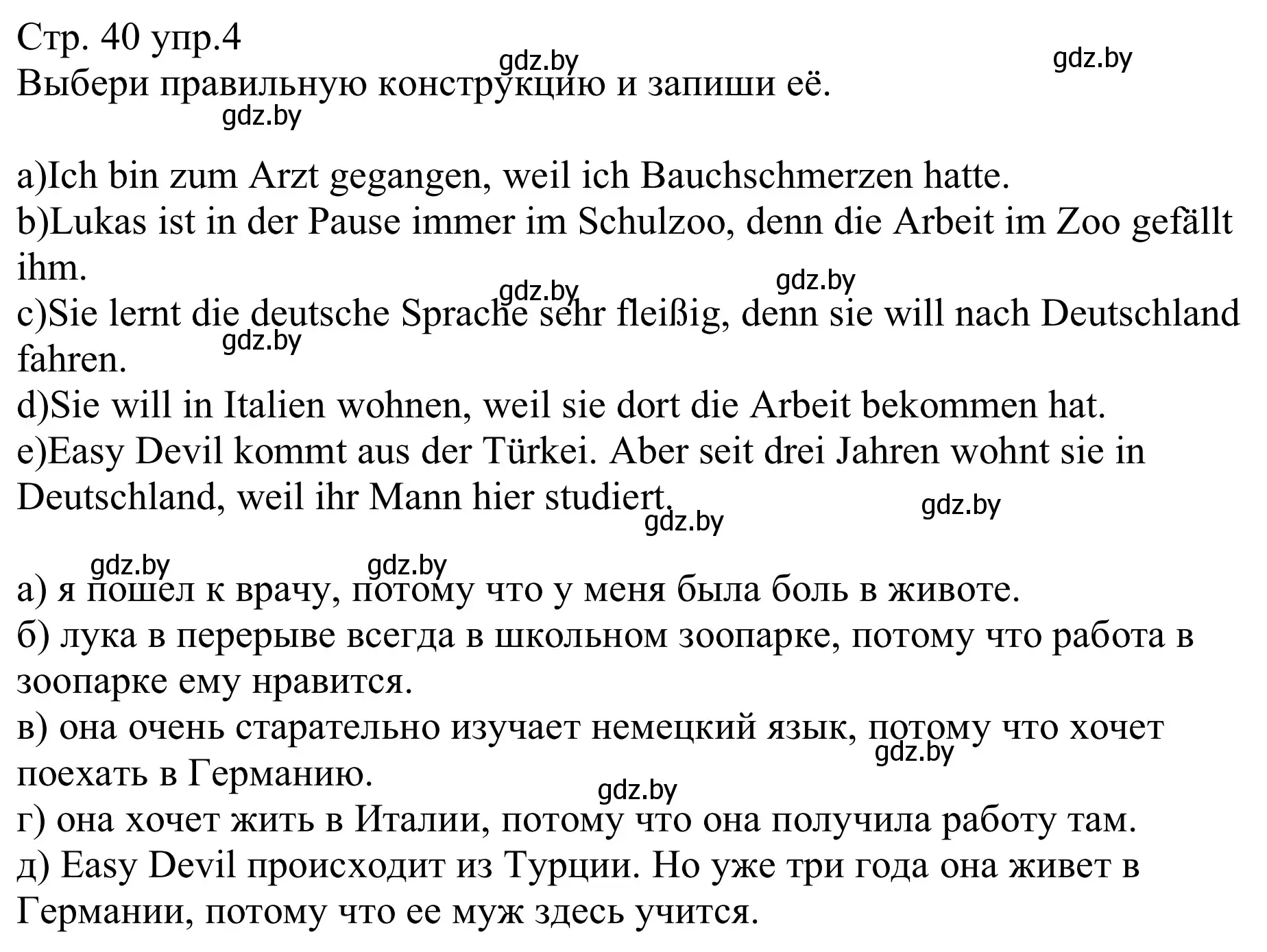 Решение номер 4 (страница 40) гдз по немецкому языку 8 класс Будько, Урбанович, рабочая тетрадь