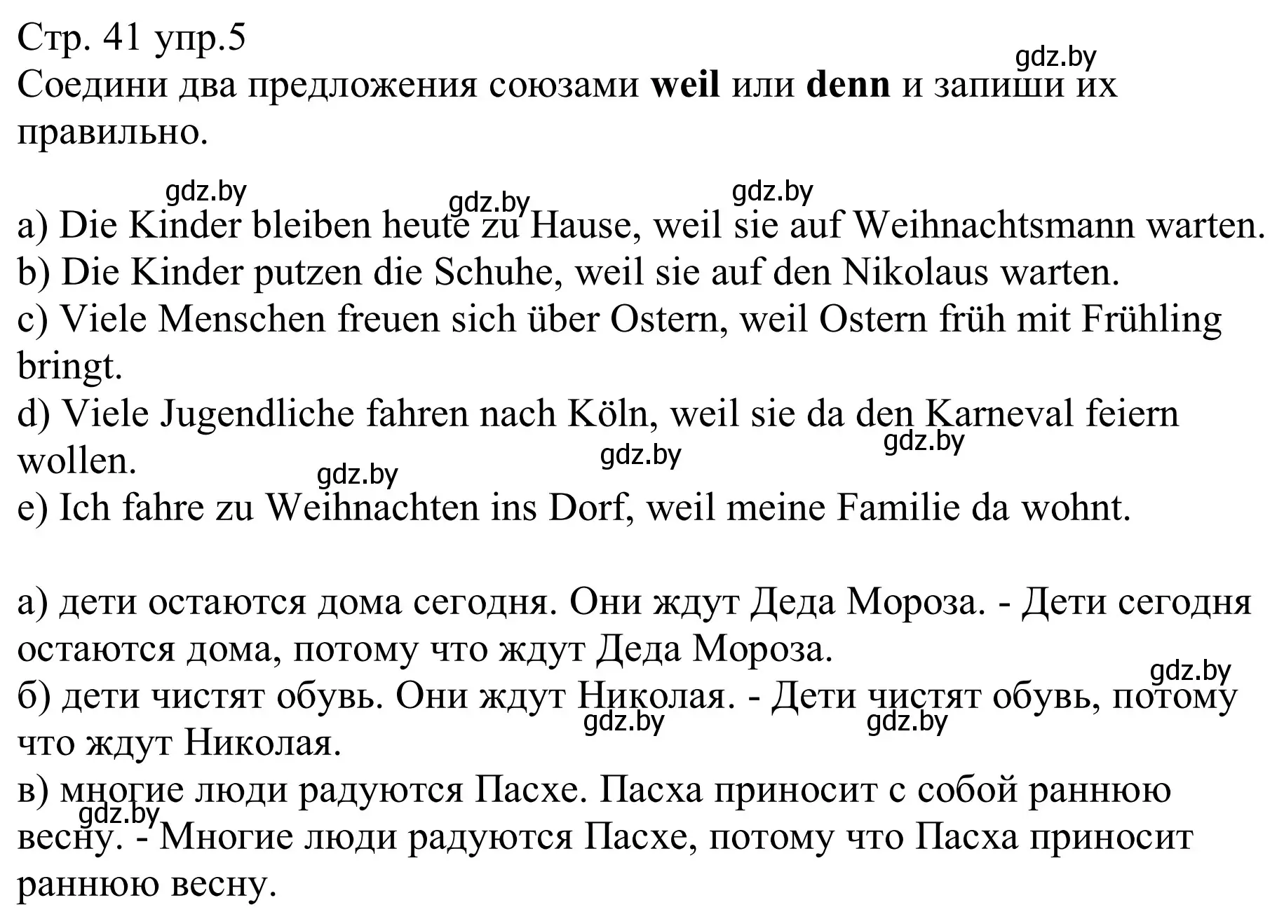 Решение номер 5 (страница 41) гдз по немецкому языку 8 класс Будько, Урбанович, рабочая тетрадь