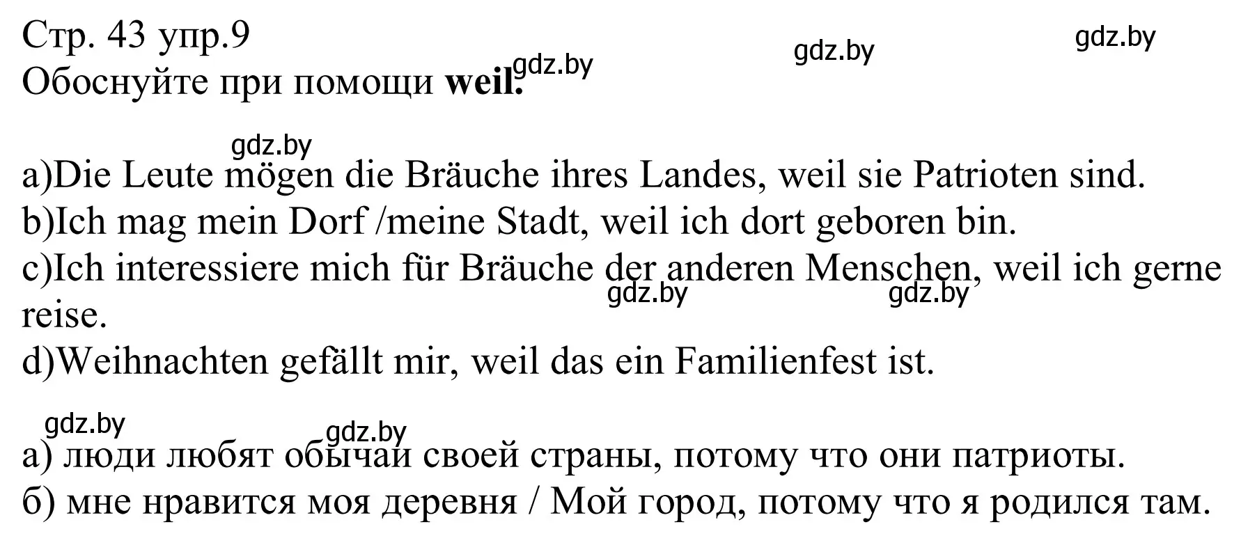 Решение номер 9 (страница 43) гдз по немецкому языку 8 класс Будько, Урбанович, рабочая тетрадь