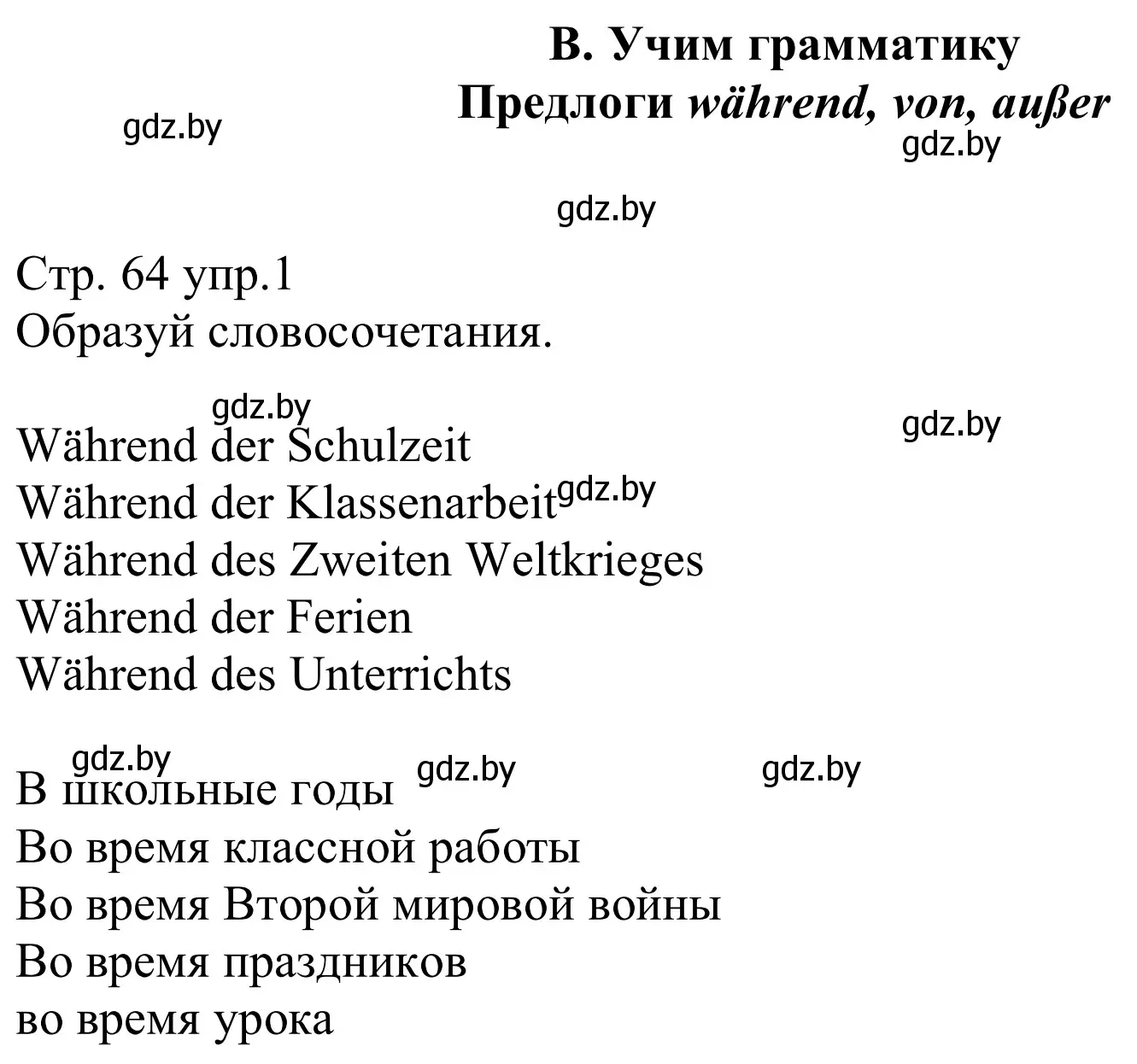 Решение номер 1 (страница 64) гдз по немецкому языку 8 класс Будько, Урбанович, рабочая тетрадь