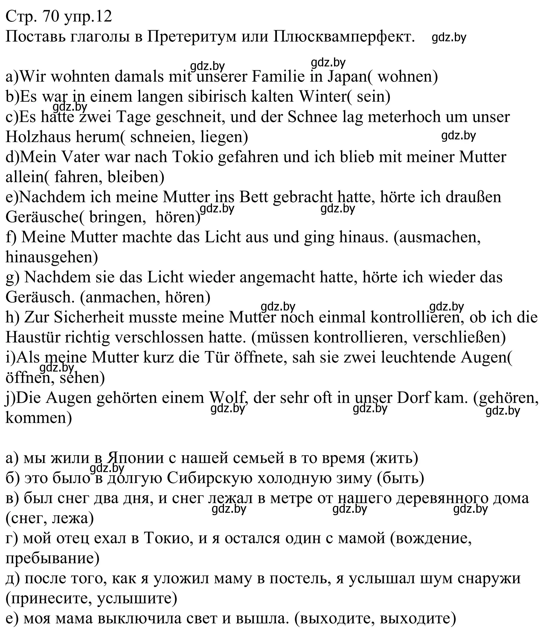 Решение номер 12 (страница 70) гдз по немецкому языку 8 класс Будько, Урбанович, рабочая тетрадь