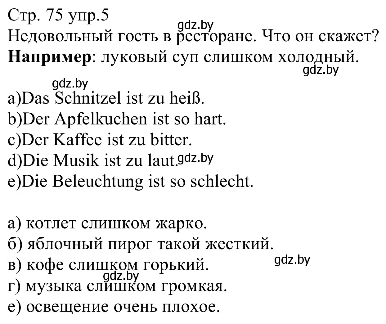 Решение номер 5 (страница 75) гдз по немецкому языку 8 класс Будько, Урбанович, рабочая тетрадь