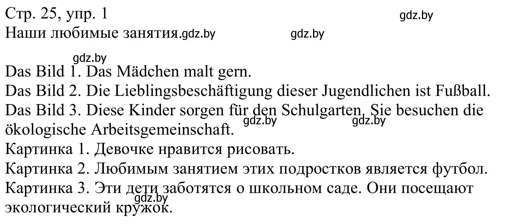 Решение номер 1 (страница 25) гдз по немецкому языку 8 класс Будько, Урбанович, учебник