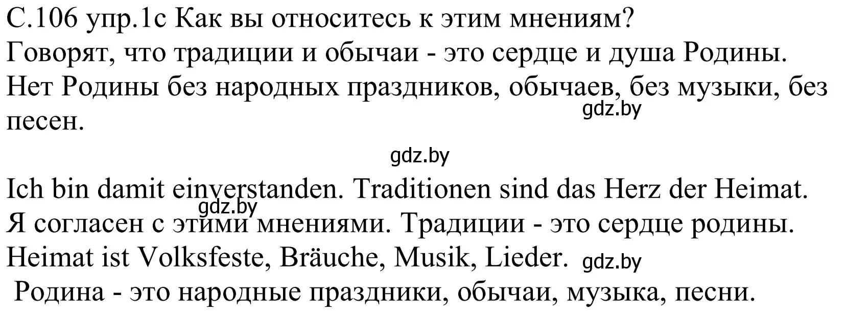 Решение номер 1c (страница 106) гдз по немецкому языку 8 класс Будько, Урбанович, учебник