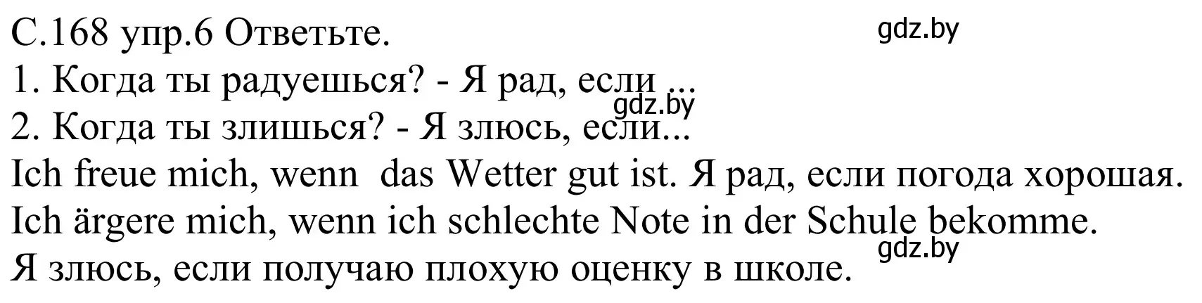 Решение номер 6 (страница 168) гдз по немецкому языку 8 класс Будько, Урбанович, учебник