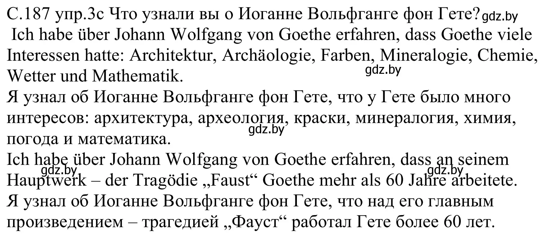 Решение номер 3c (страница 187) гдз по немецкому языку 8 класс Будько, Урбанович, учебник