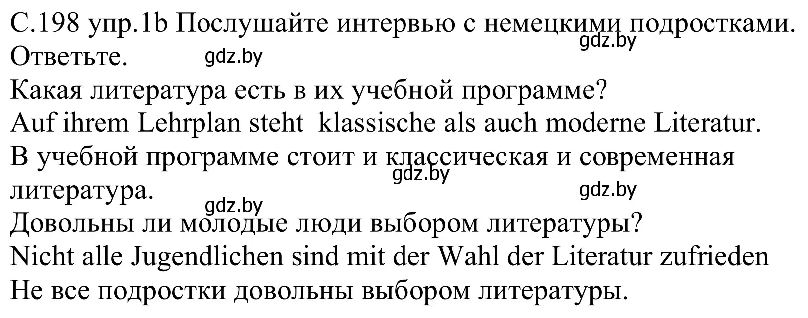 Решение номер 1b (страница 198) гдз по немецкому языку 8 класс Будько, Урбанович, учебник