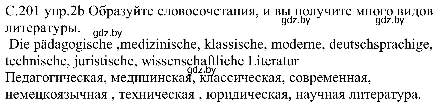 Решение номер 2b (страница 201) гдз по немецкому языку 8 класс Будько, Урбанович, учебник