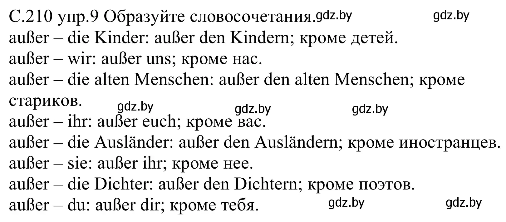 Решение номер 9 (страница 210) гдз по немецкому языку 8 класс Будько, Урбанович, учебник