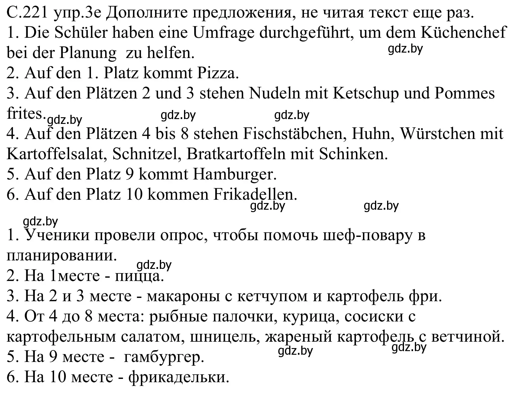 Решение номер 3e (страница 221) гдз по немецкому языку 8 класс Будько, Урбанович, учебник