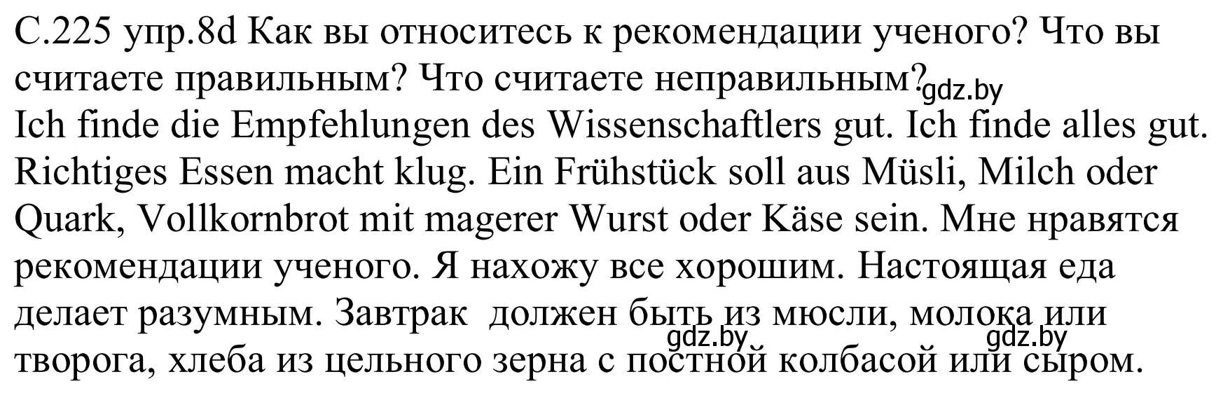 Решение номер 8d (страница 225) гдз по немецкому языку 8 класс Будько, Урбанович, учебник