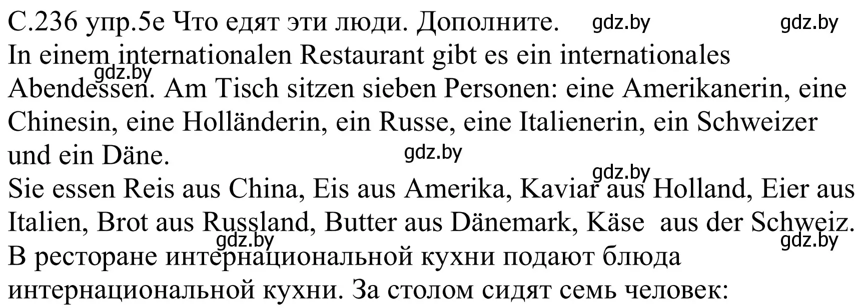 Решение номер 5e (страница 236) гдз по немецкому языку 8 класс Будько, Урбанович, учебник