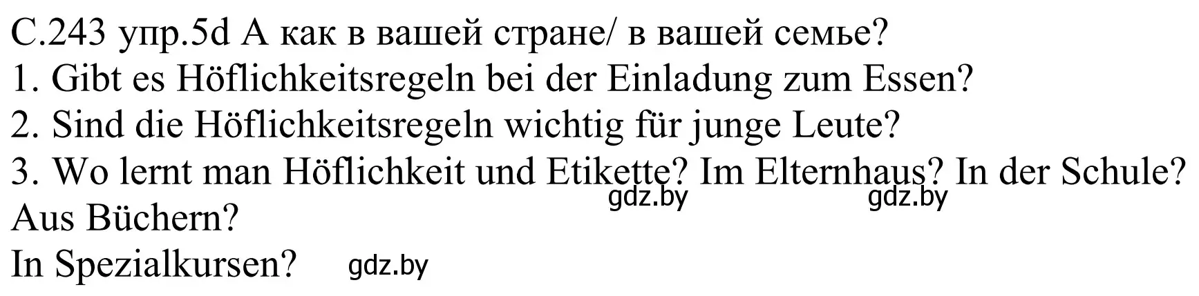 Решение номер 5d (страница 243) гдз по немецкому языку 8 класс Будько, Урбанович, учебник