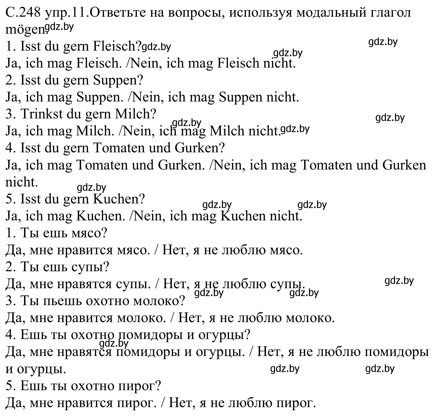 Решение номер 11 (страница 248) гдз по немецкому языку 8 класс Будько, Урбанович, учебник