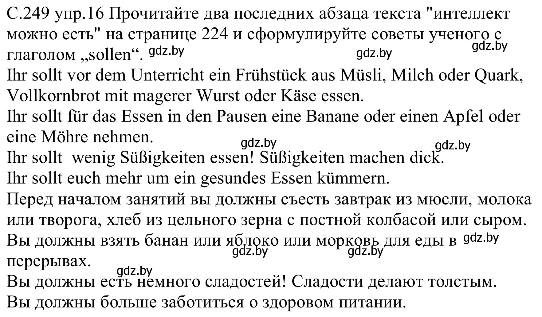 Решение номер 16 (страница 249) гдз по немецкому языку 8 класс Будько, Урбанович, учебник