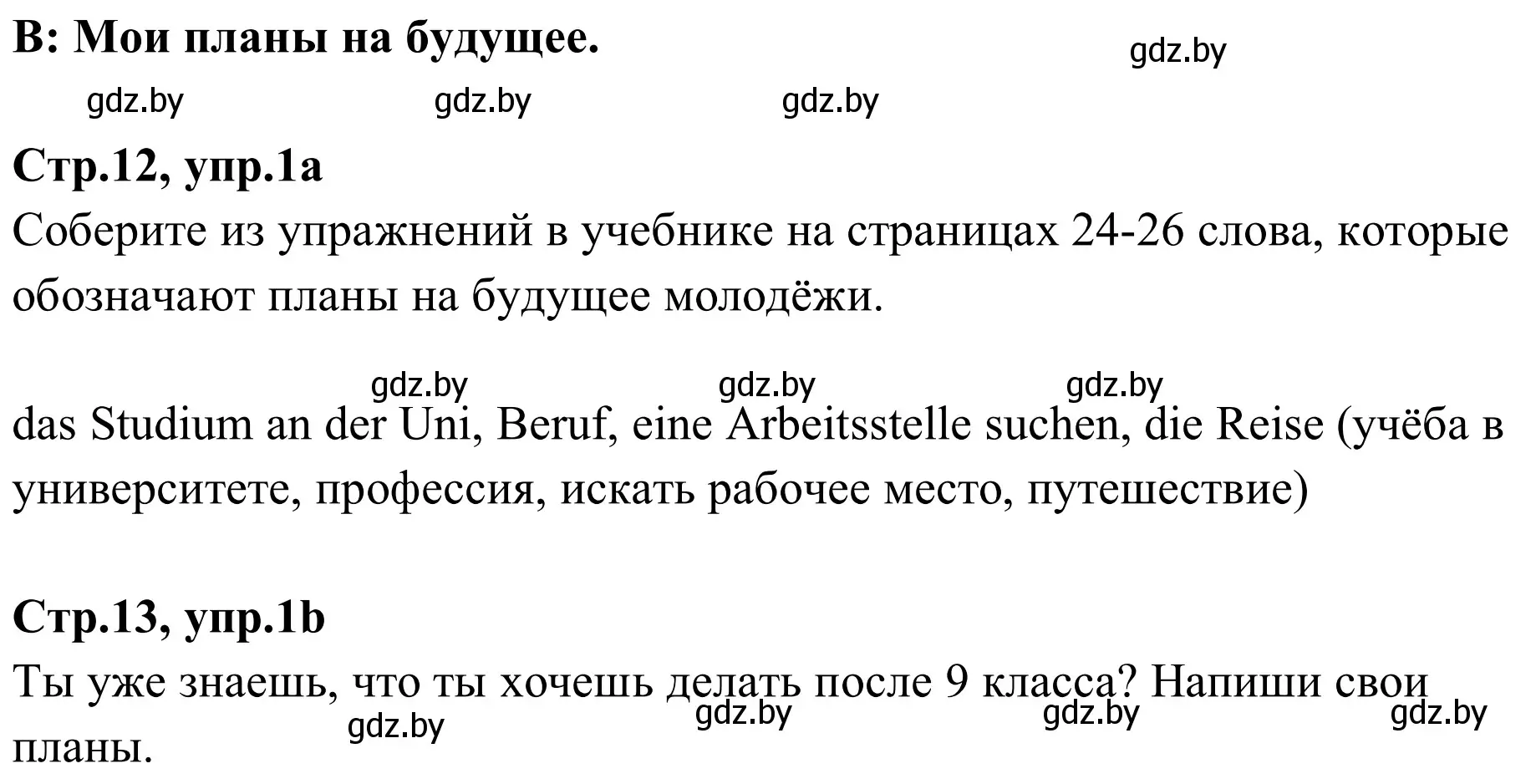 Решение номер 1 (страница 12) гдз по немецкому языку 9 класс Будько, Урбанович, рабочая тетрадь