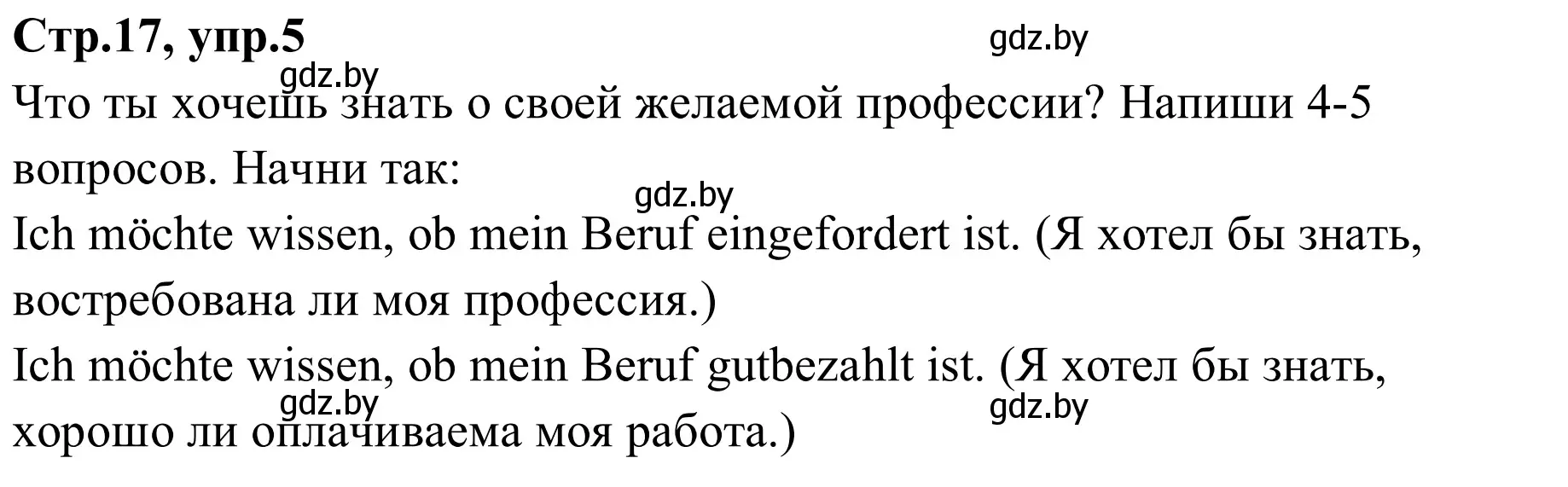 Решение номер 5 (страница 17) гдз по немецкому языку 9 класс Будько, Урбанович, рабочая тетрадь