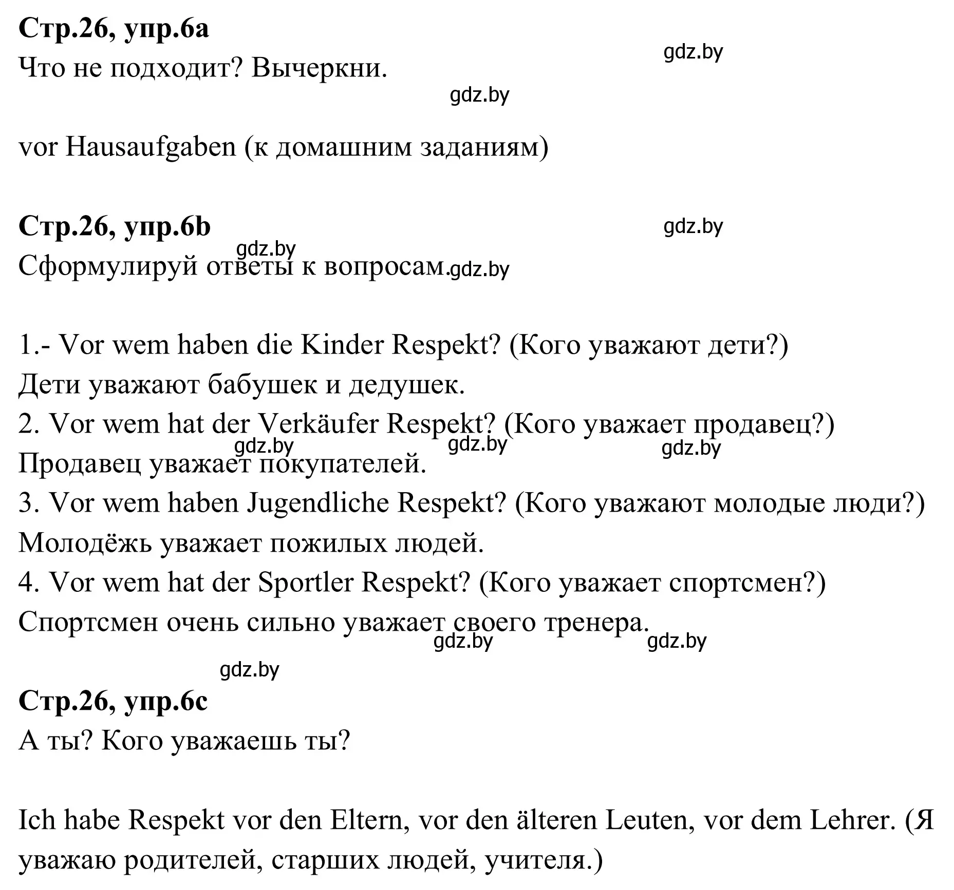 Решение номер 6 (страница 26) гдз по немецкому языку 9 класс Будько, Урбанович, рабочая тетрадь