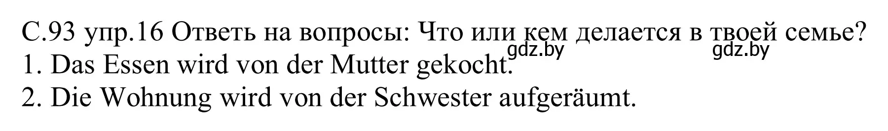 Решение номер 16 (страница 93) гдз по немецкому языку 9 класс Будько, Урбанович, рабочая тетрадь