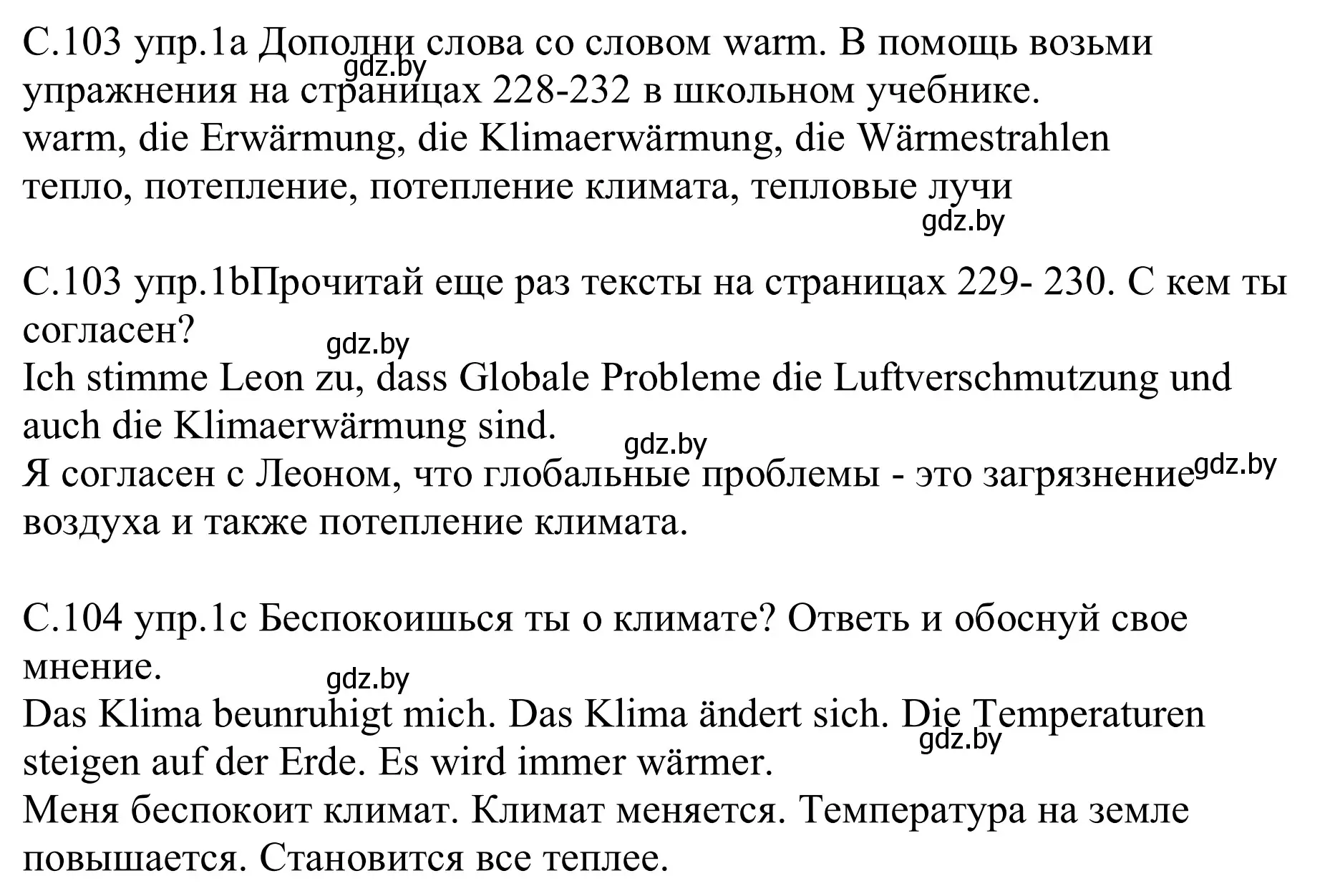 Решение номер 1 (страница 103) гдз по немецкому языку 9 класс Будько, Урбанович, рабочая тетрадь