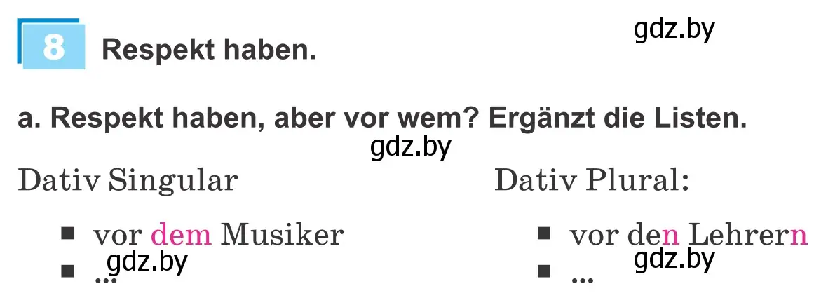 Условие номер 8a (страница 65) гдз по немецкому языку 9 класс Будько, Урбанович, учебник