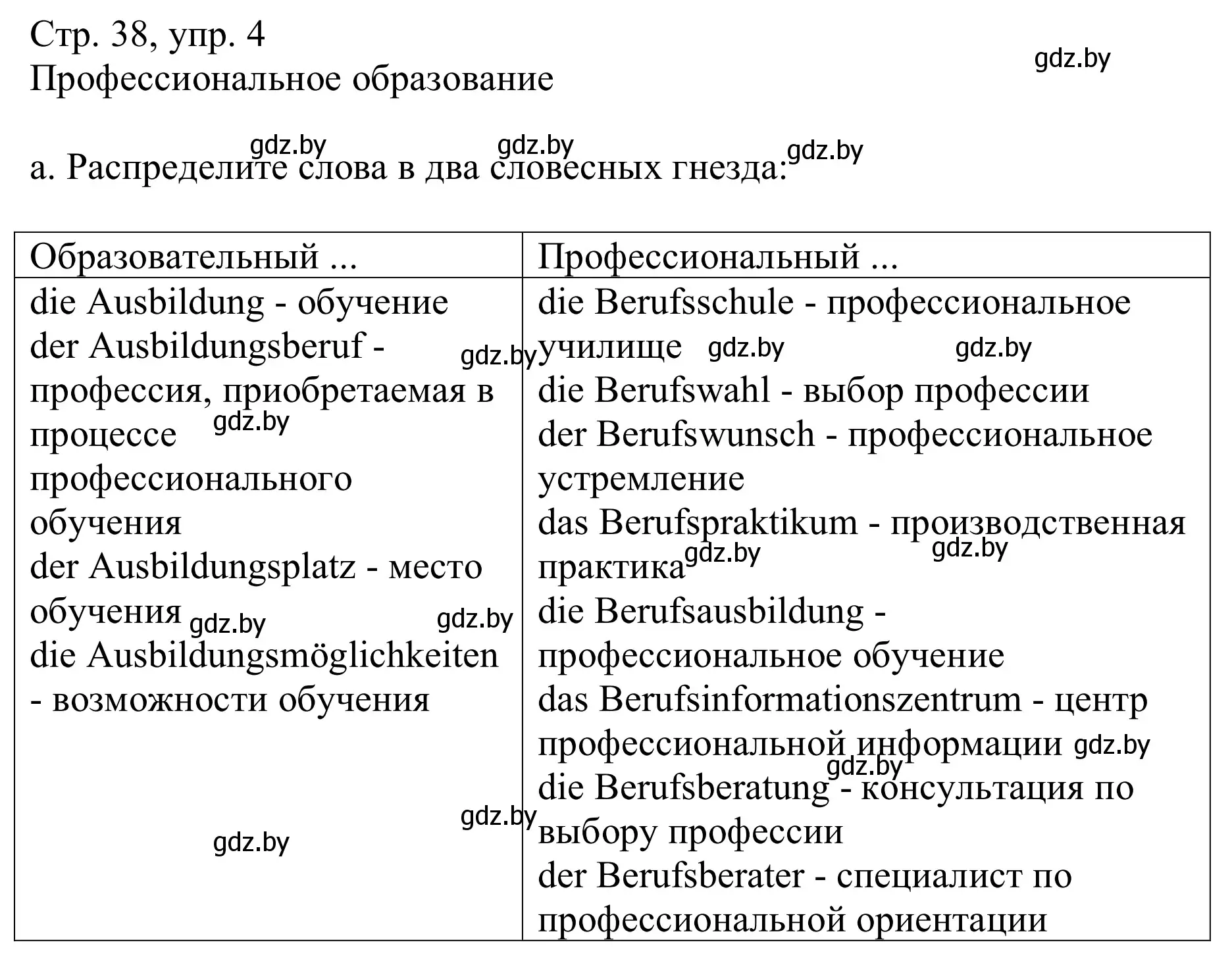 Решение номер 4a (страница 38) гдз по немецкому языку 9 класс Будько, Урбанович, учебник