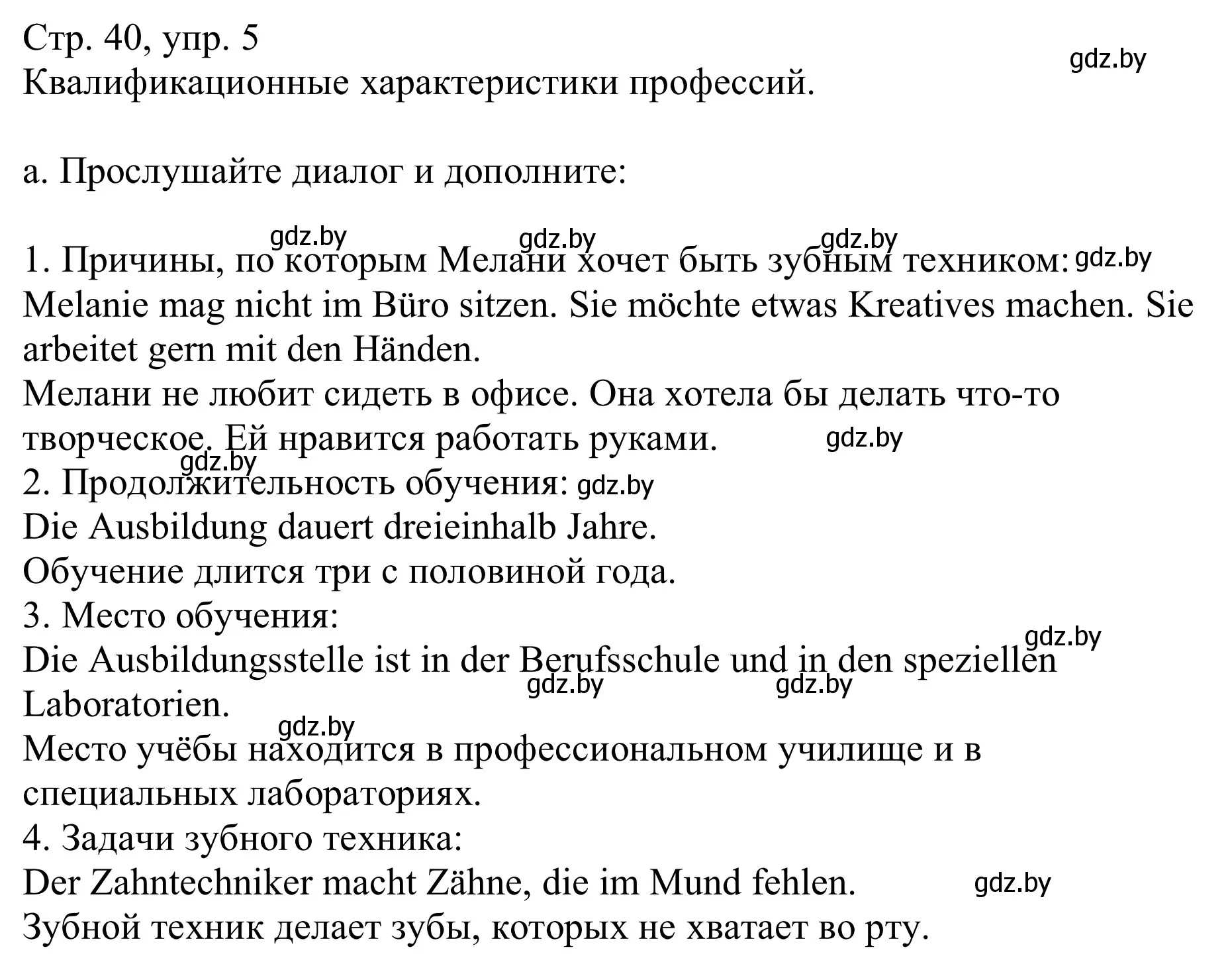 Решение номер 5a (страница 40) гдз по немецкому языку 9 класс Будько, Урбанович, учебник