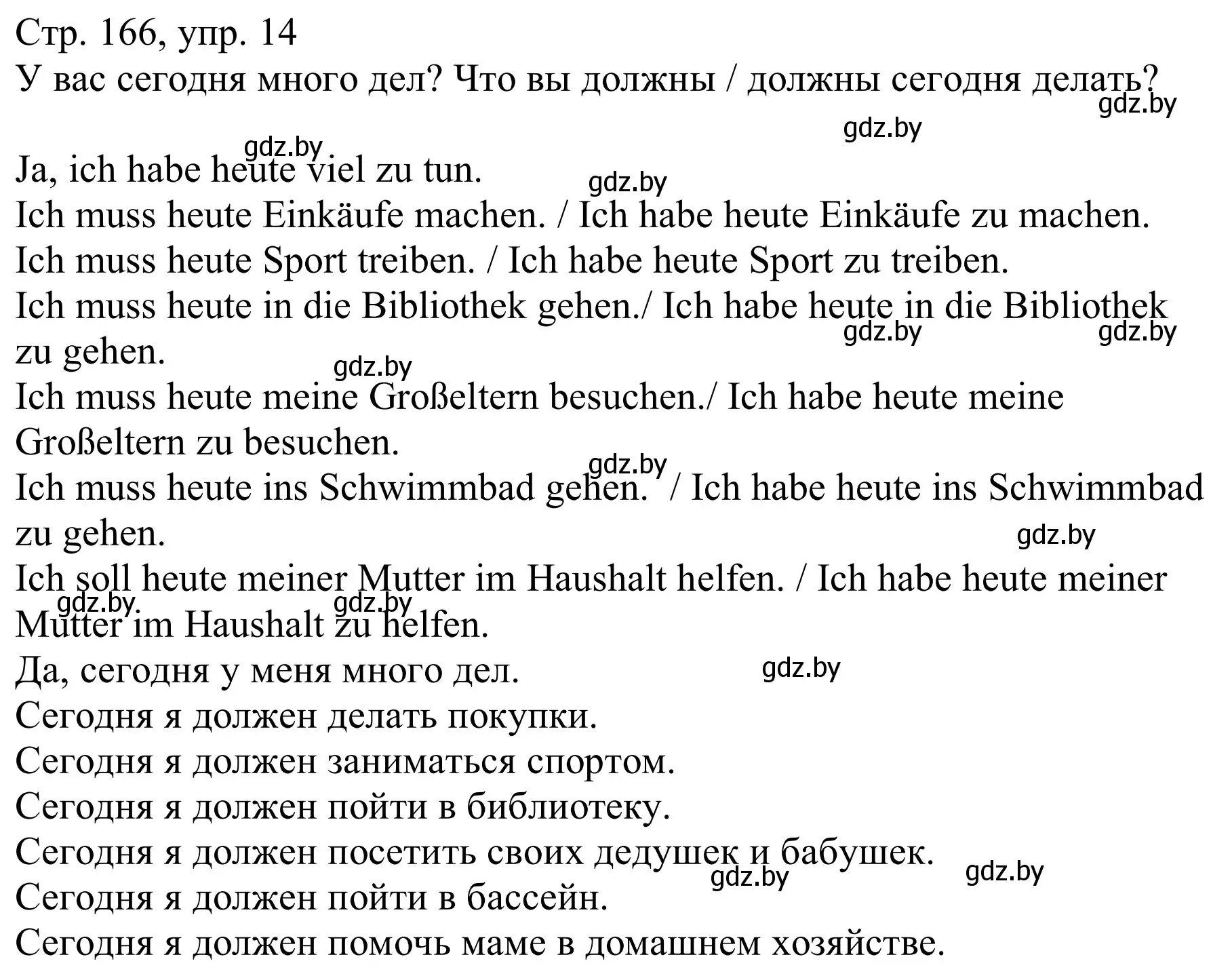 Решение номер 14 (страница 166) гдз по немецкому языку 9 класс Будько, Урбанович, учебник