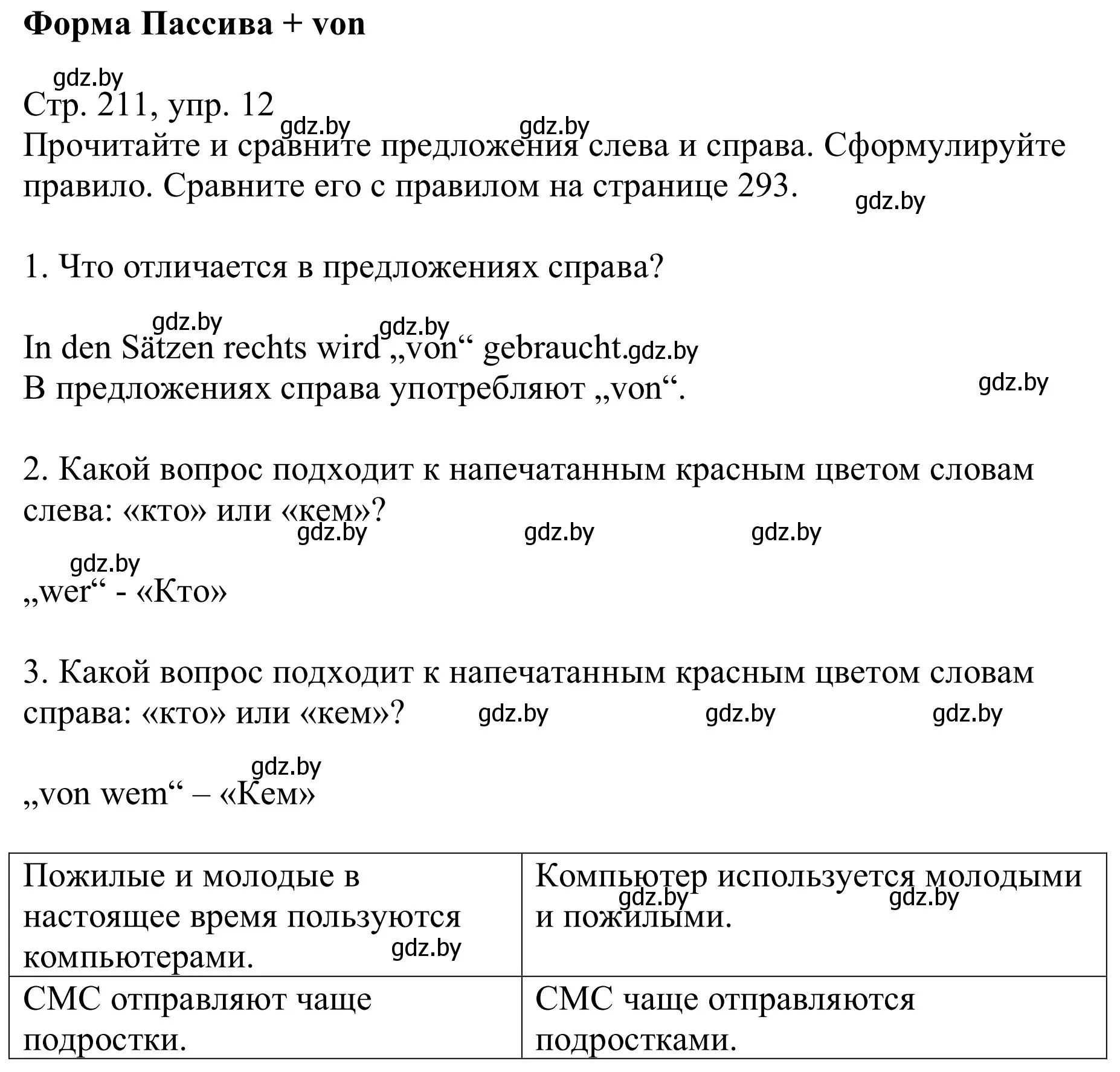 Решение номер 12 (страница 211) гдз по немецкому языку 9 класс Будько, Урбанович, учебник