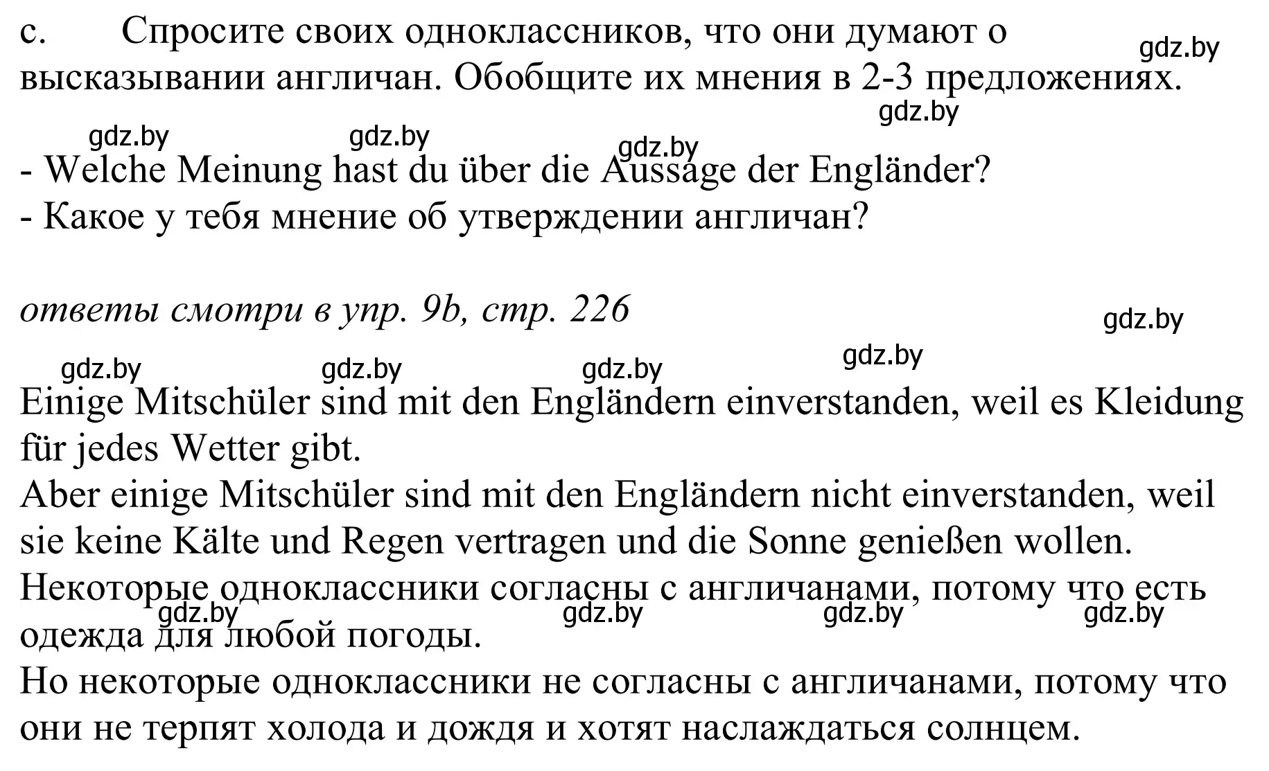 Решение номер 9c (страница 226) гдз по немецкому языку 9 класс Будько, Урбанович, учебник