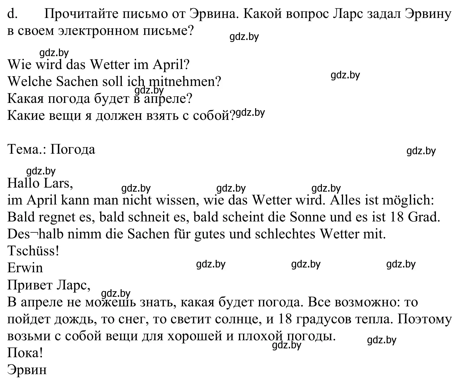 Решение номер 9d (страница 226) гдз по немецкому языку 9 класс Будько, Урбанович, учебник