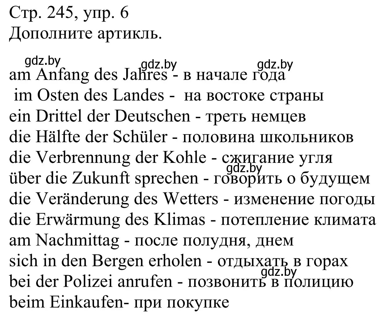 Решение номер 6 (страница 245) гдз по немецкому языку 9 класс Будько, Урбанович, учебник