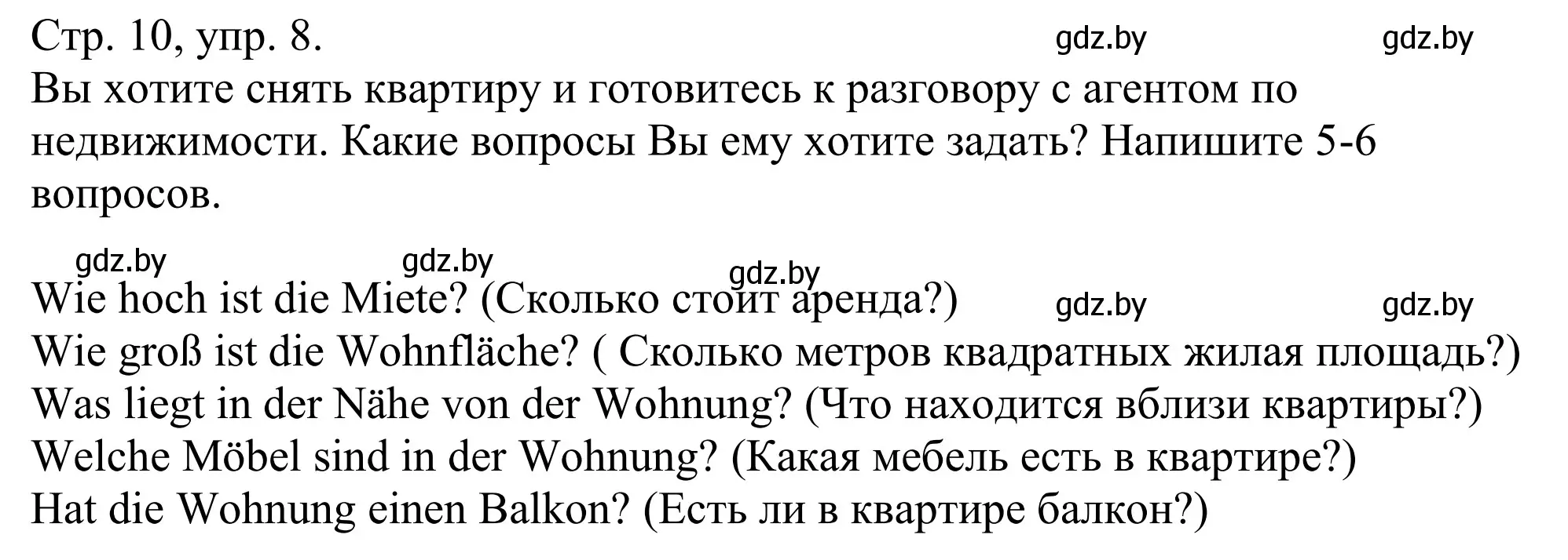 Решение номер 8 (страница 10) гдз по немецкому языку 10 класс Будько, Урбанович, рабочая тетрадь