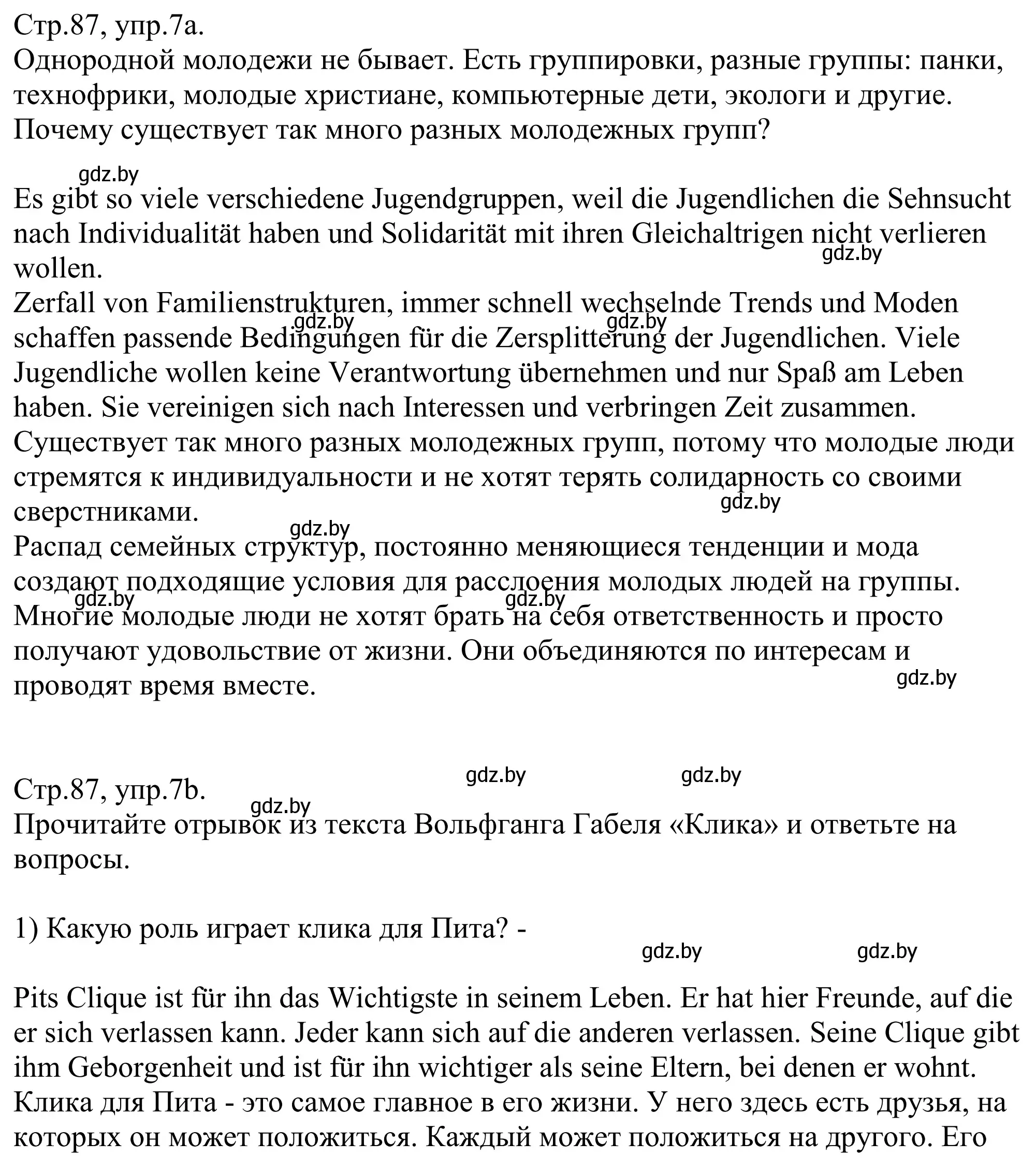 Решение номер 7 (страница 87) гдз по немецкому языку 10 класс Будько, Урбанович, рабочая тетрадь