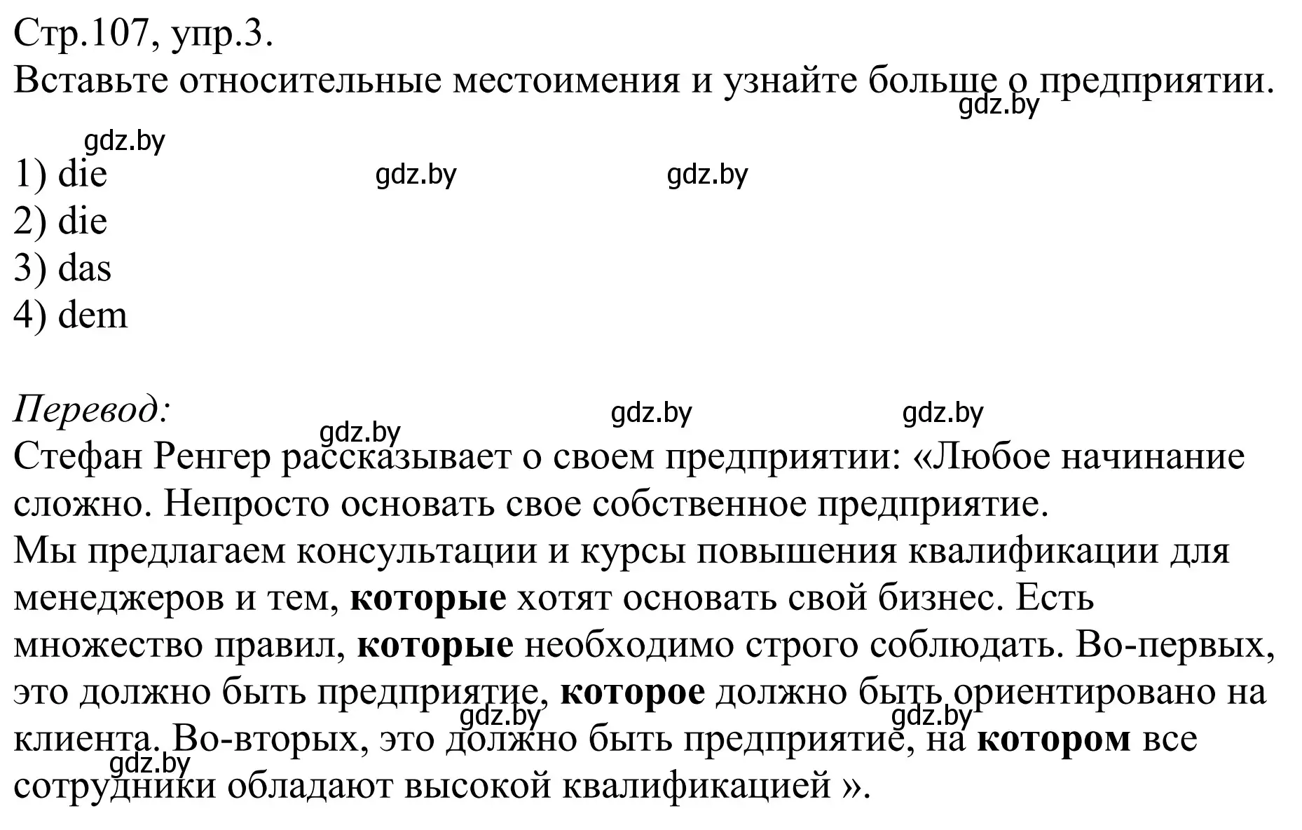 Решение номер 3 (страница 107) гдз по немецкому языку 10 класс Будько, Урбанович, рабочая тетрадь