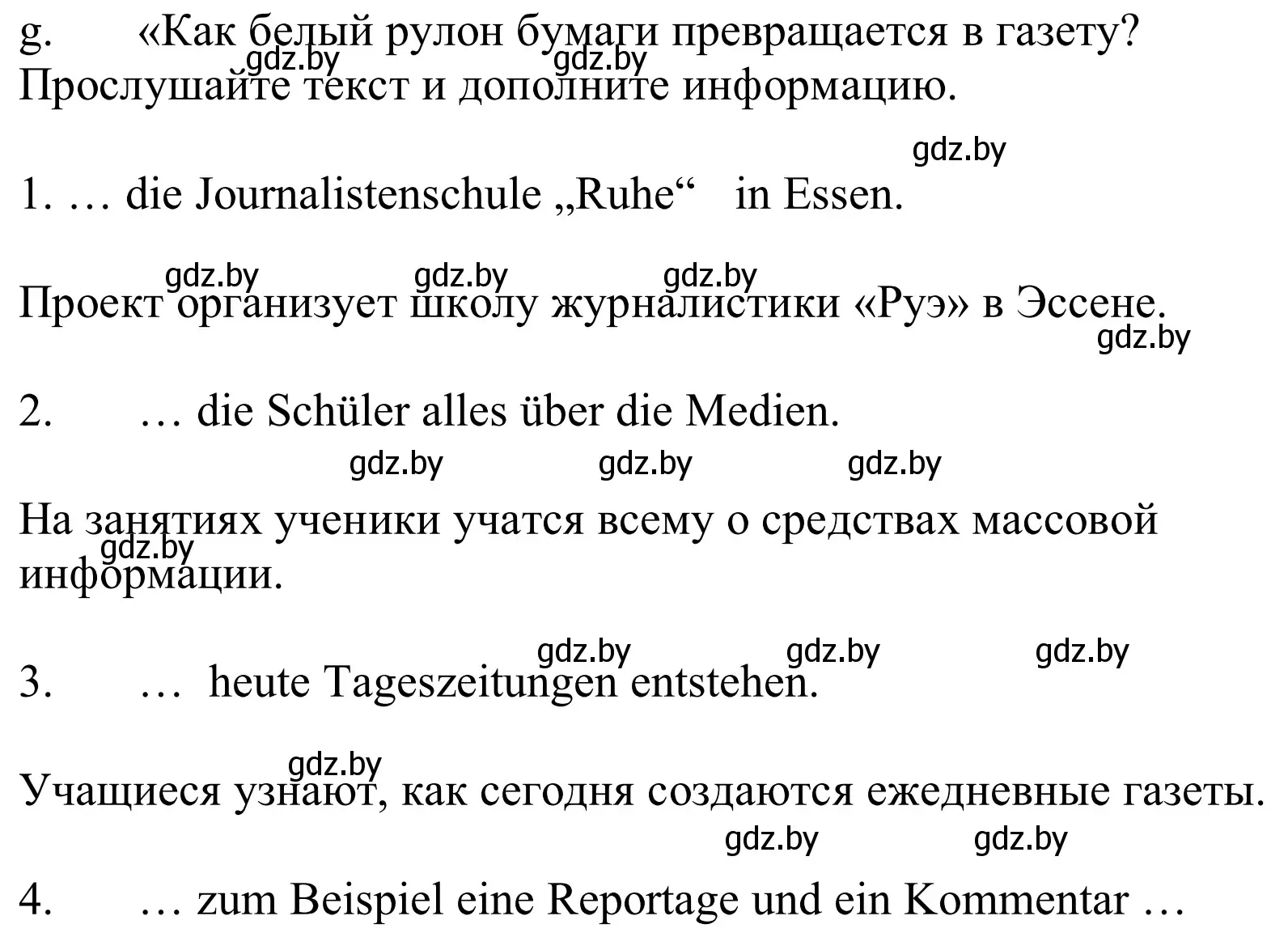 Решение номер 6g (страница 100) гдз по немецкому языку 10 класс Будько, Урбанович, учебник