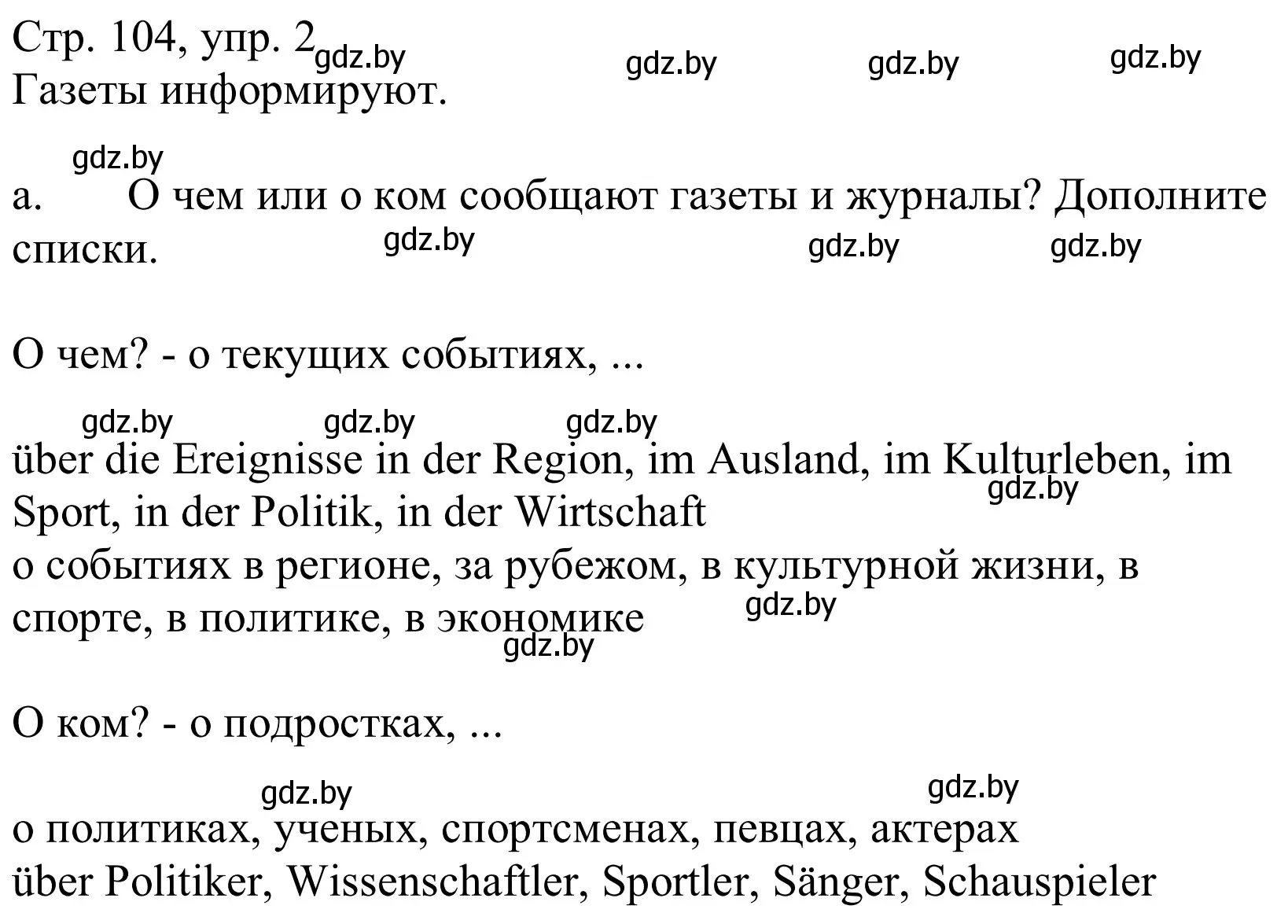 Решение номер 3a (страница 104) гдз по немецкому языку 10 класс Будько, Урбанович, учебник