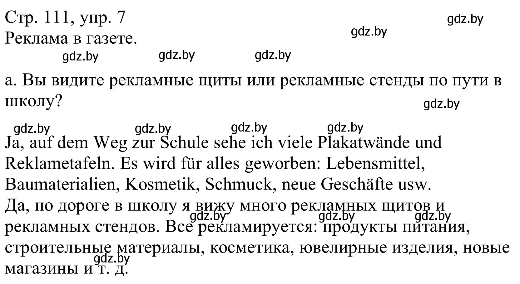 Решение номер 7a (страница 111) гдз по немецкому языку 10 класс Будько, Урбанович, учебник