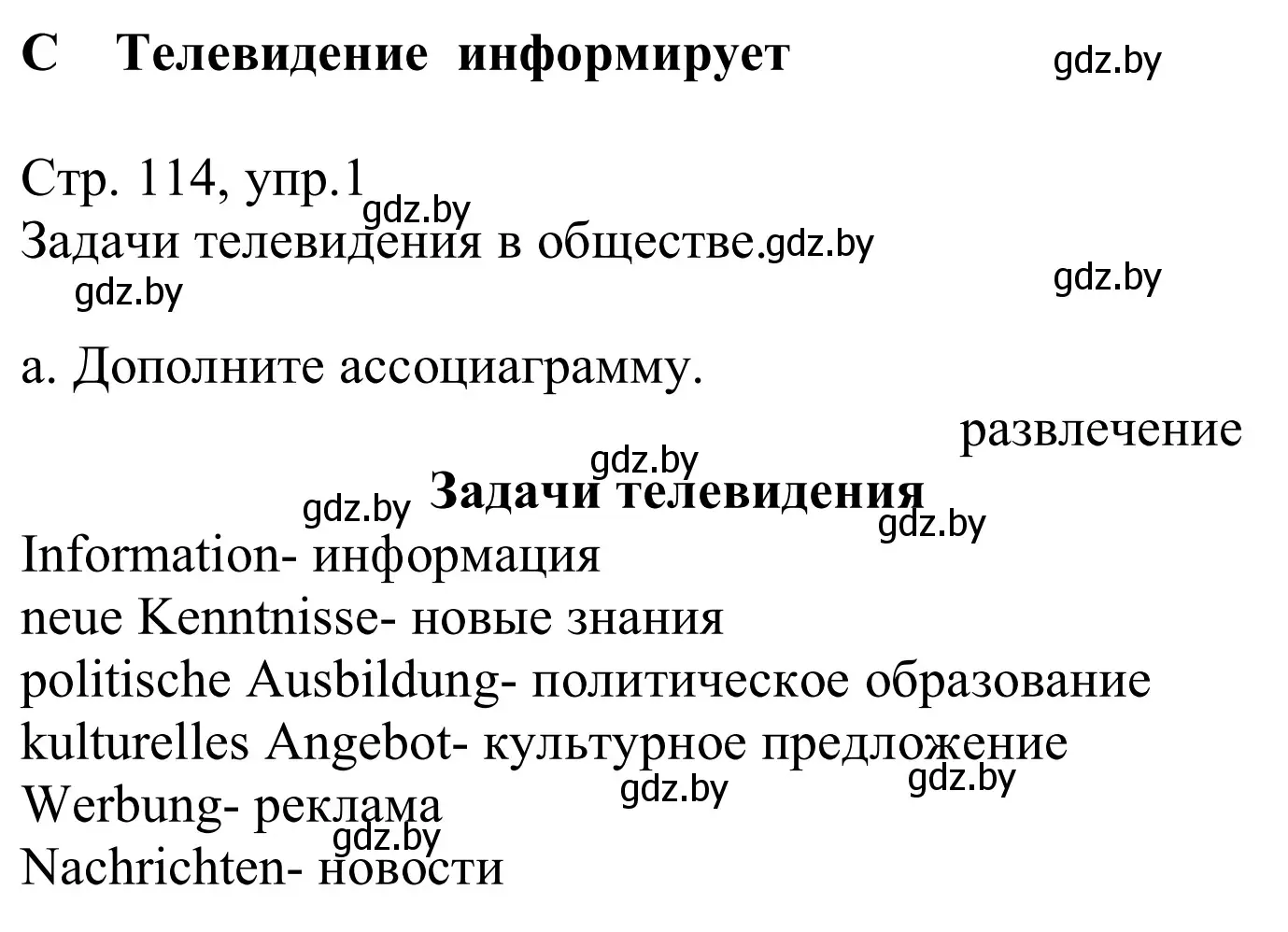 Решение номер 1a (страница 114) гдз по немецкому языку 10 класс Будько, Урбанович, учебник