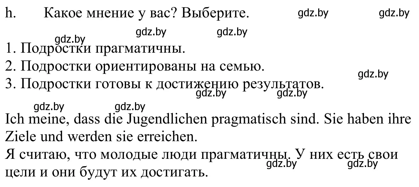 Решение номер 1h (страница 193) гдз по немецкому языку 10 класс Будько, Урбанович, учебник