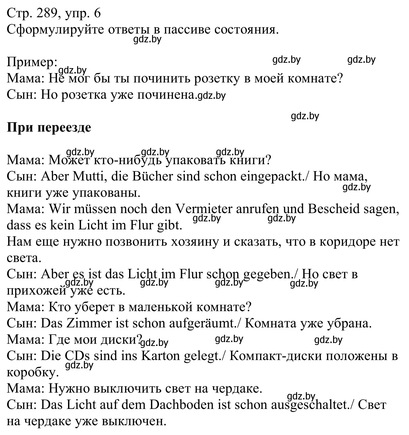 Решение номер 6 (страница 289) гдз по немецкому языку 10 класс Будько, Урбанович, учебник