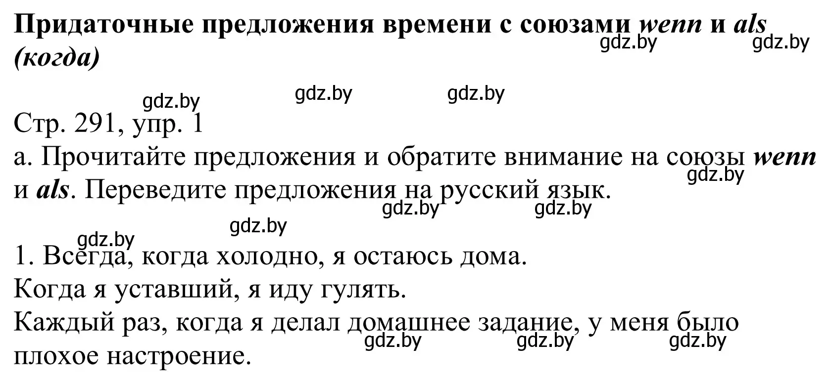 Решение номер 1 (страница 291) гдз по немецкому языку 10 класс Будько, Урбанович, учебник