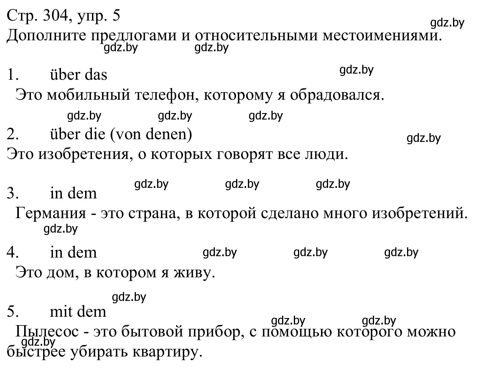 Решение номер 5 (страница 304) гдз по немецкому языку 10 класс Будько, Урбанович, учебник